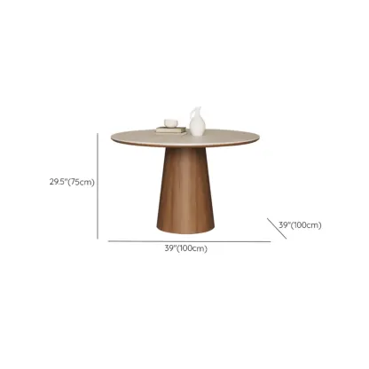 Modern Round Stone Top Pedestal Dining Table Image - 10