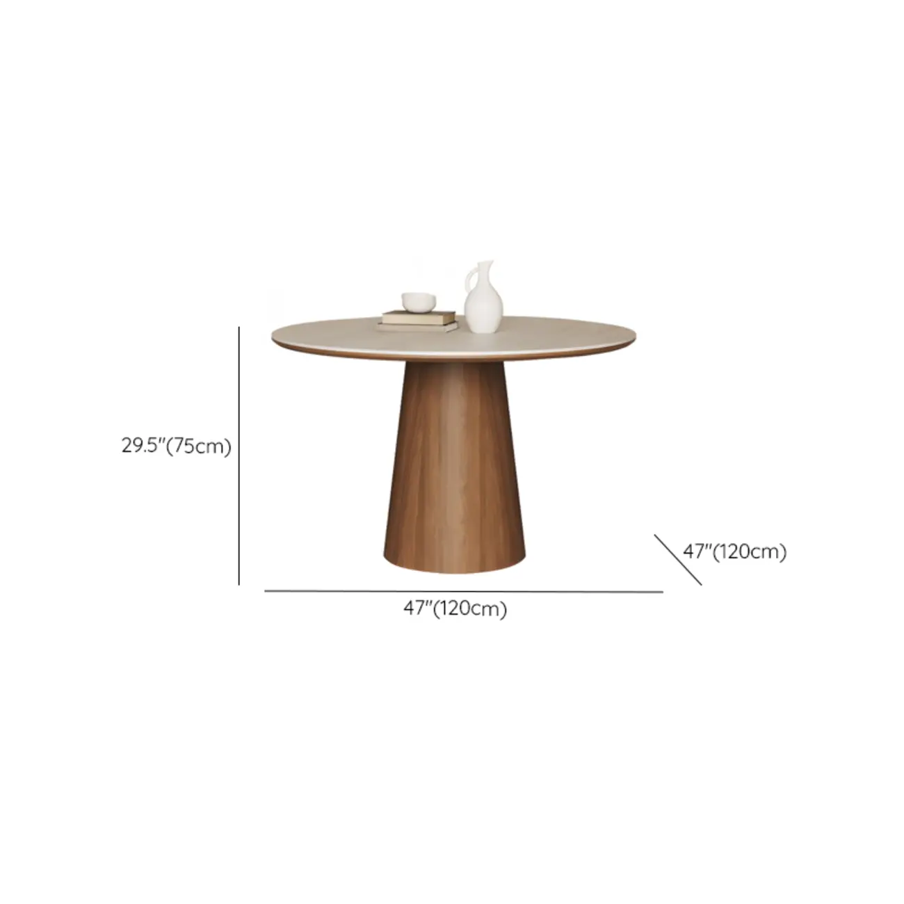 Modern Round Stone Top Pedestal Dining Table Image - 12 | homeyfad