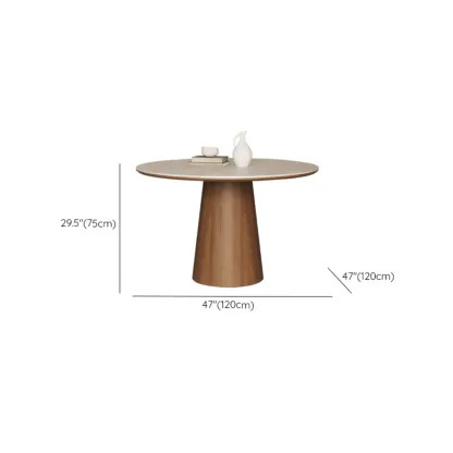 Modern Round Stone Top Pedestal Dining Table Image - 12