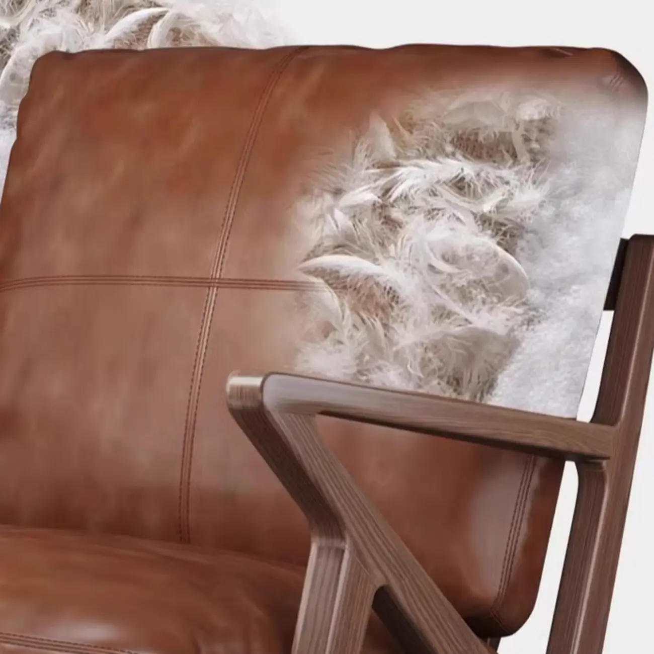 Mid-Century Modern Top Grain Leather Arm Chair Wood Frame Image - 11 | homeyfad