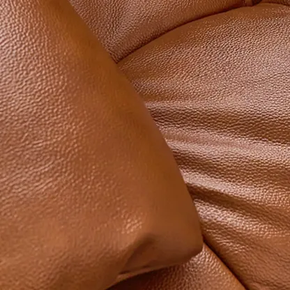 Brown Upholstered Genuine Leather Living Room Accent Chair Image - 8