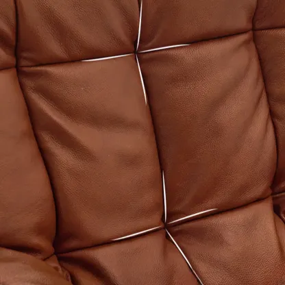 Brown Upholstered Genuine Leather Living Room Accent Chair Image - 10