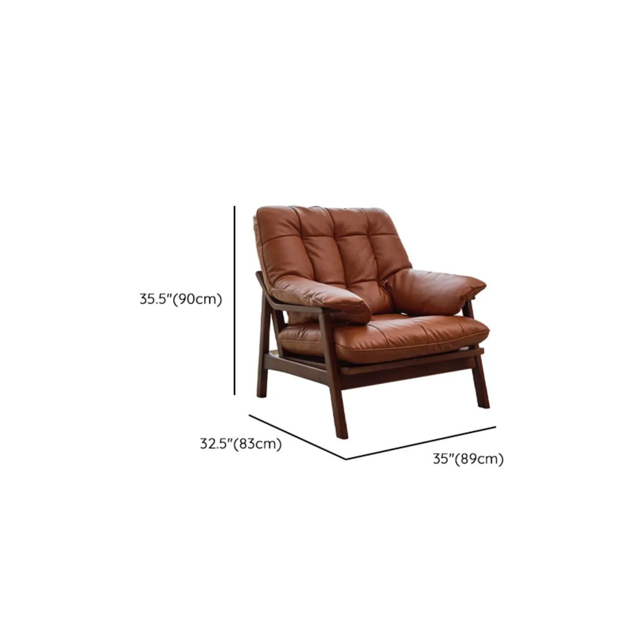 Brown Upholstered Genuine Leather Living Room Accent Chair #size | homeyfad