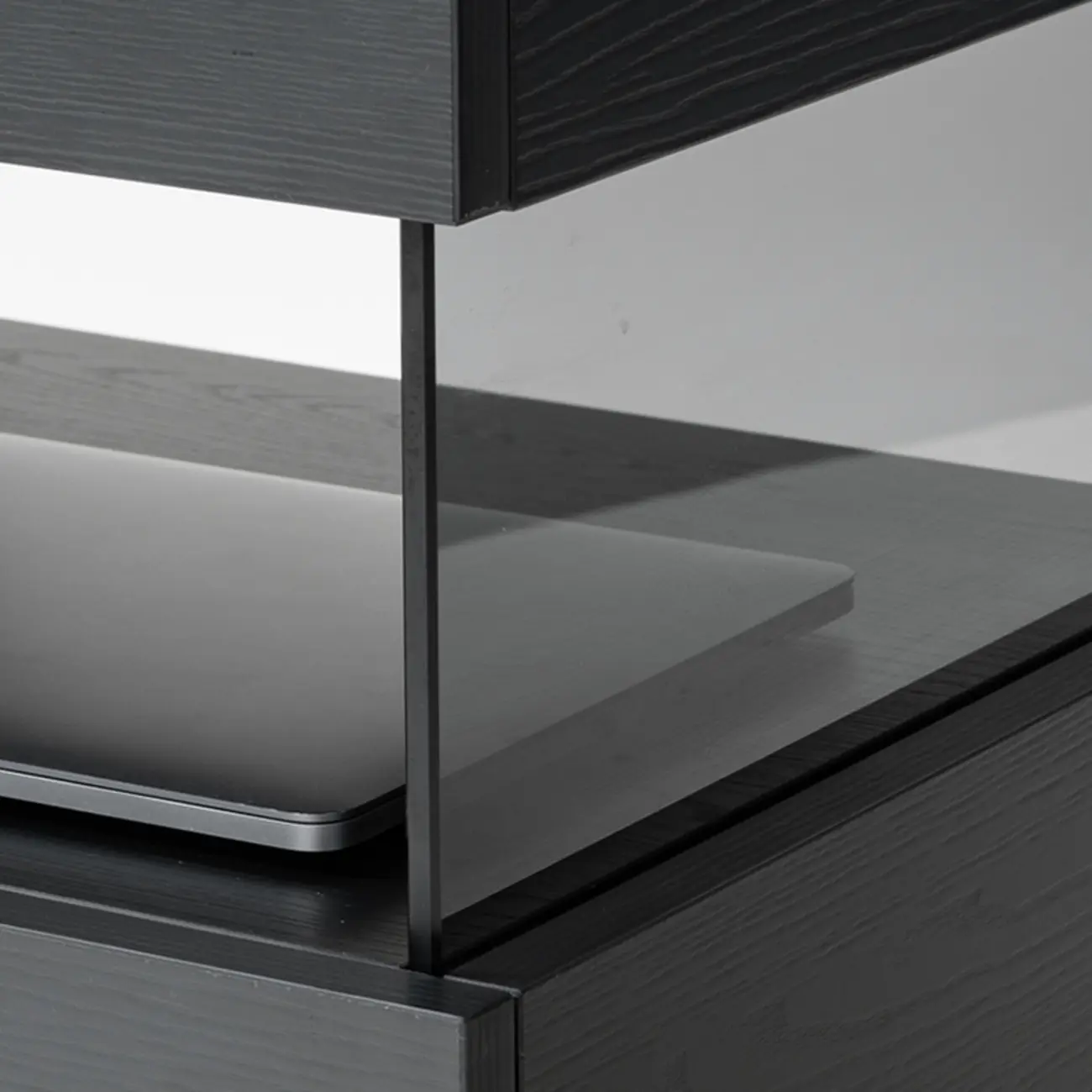 Modern Black Wood Low Drawer Storage Nightstand  Image - 8 | homeyfad