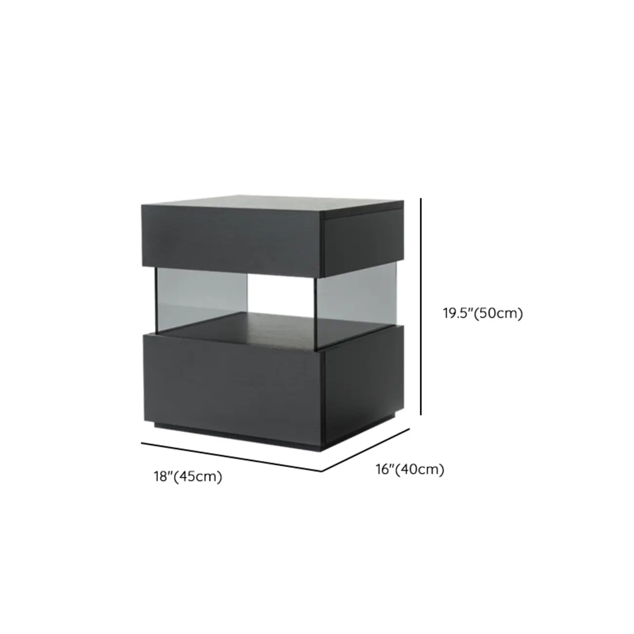 Modern Black Wood Low Drawer Storage Nightstand  #size | homeyfad