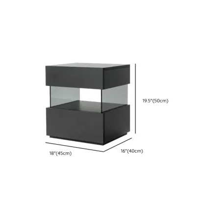 Modern Black Wood Low Drawer Storage Nightstand  #size