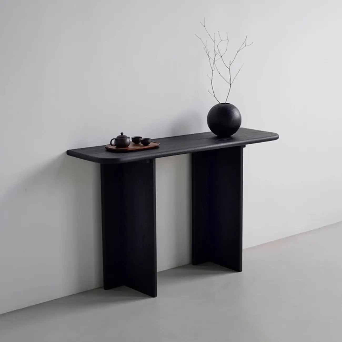 Black Modern Ash Wood Black Console Table For Entryway Image - 1 | homeyfad