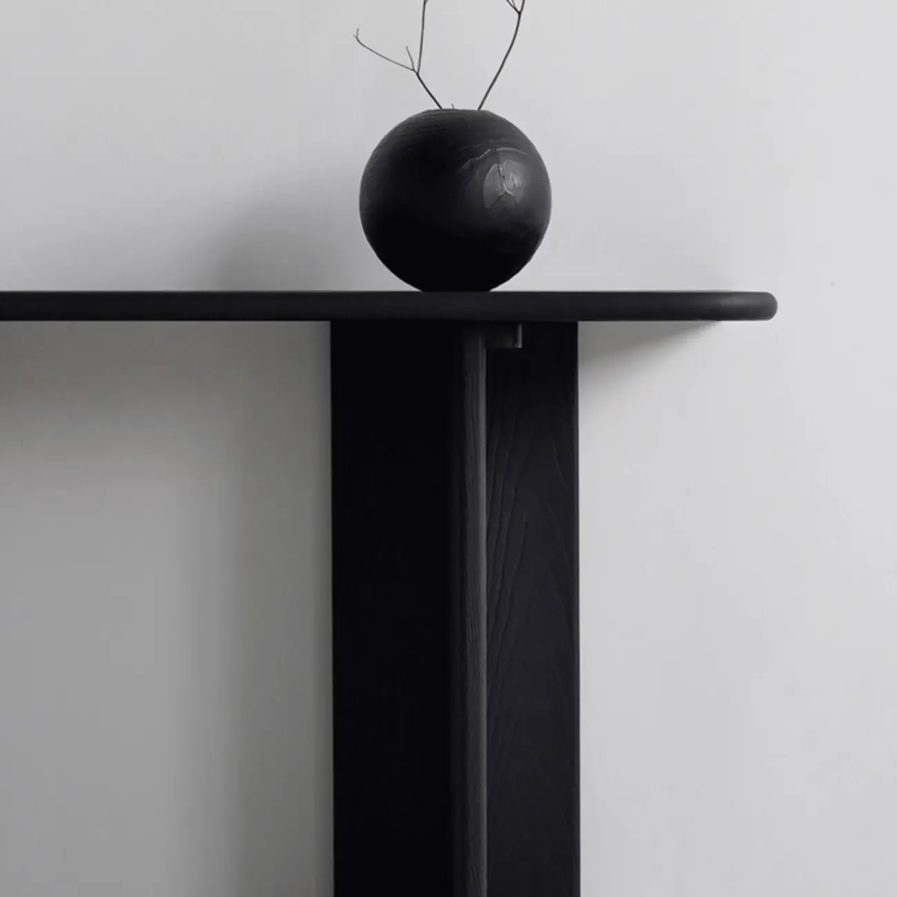 Black Modern Ash Wood Black Console Table For Entryway Image - 8