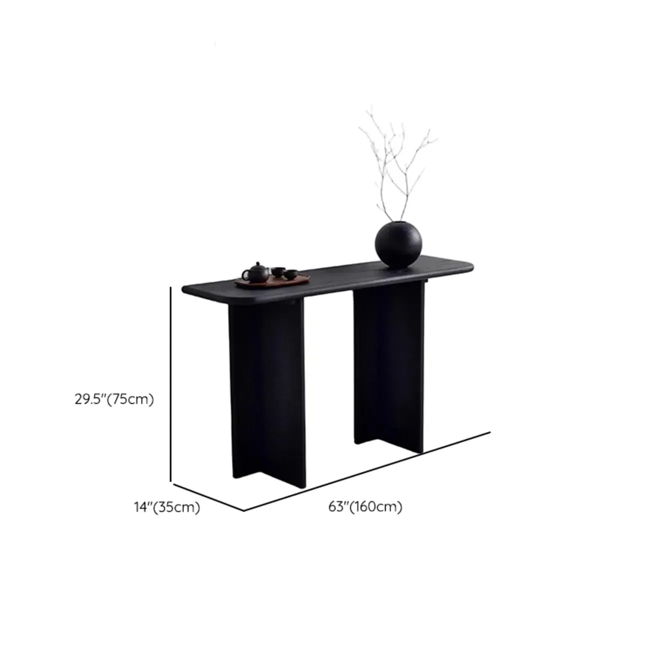 Black Modern Ash Wood Black Console Table For Entryway Image - 13