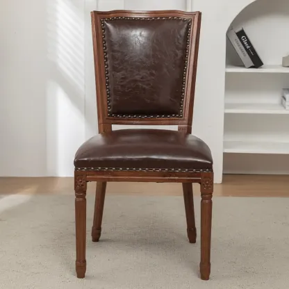 Mid Century Modern Solid Back Armless Wooden Dining Chairs Image - 2