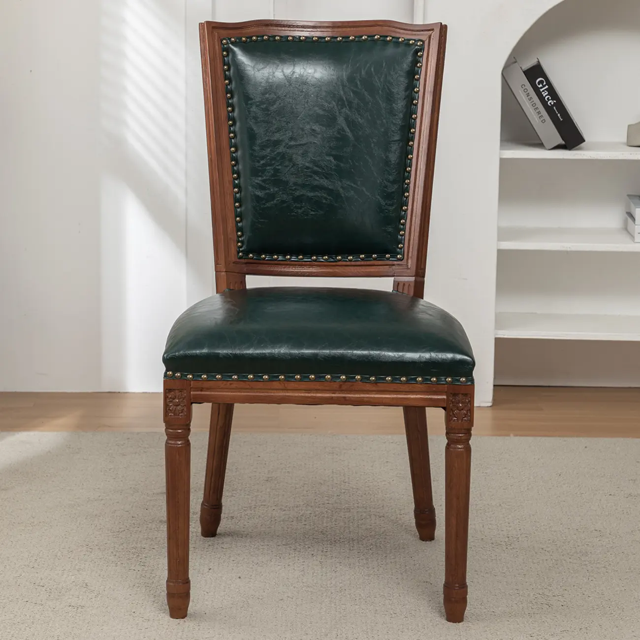 Mid Century Modern Solid Back Armless Wooden Dining Chairs Image - 3 | homeyfad