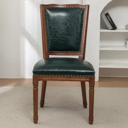 Mid Century Modern Solid Back Armless Wooden Dining Chairs Image - 3