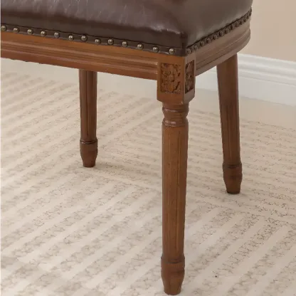 Mid Century Modern Solid Back Armless Wooden Dining Chairs Image - 4