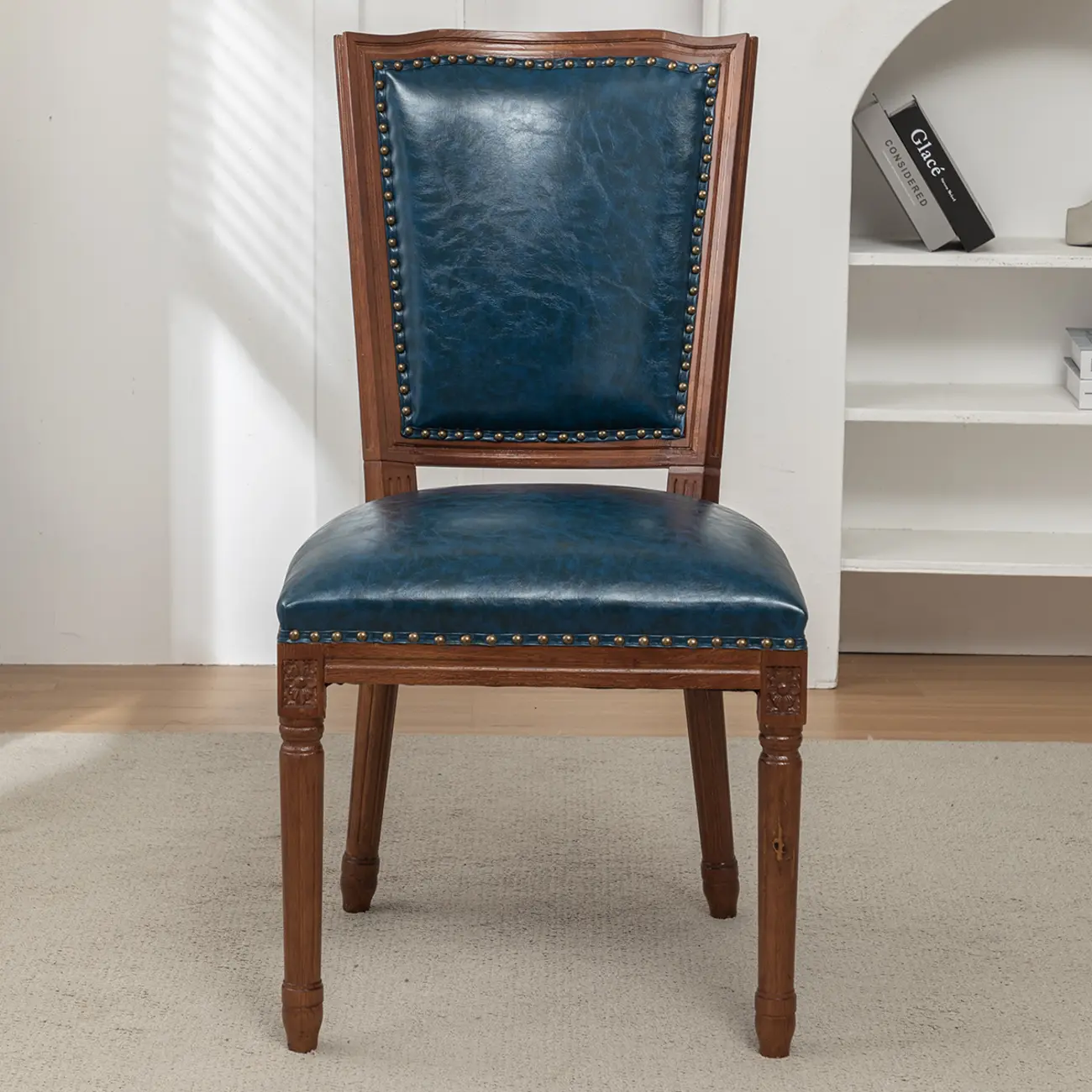 Mid Century Modern Solid Back Armless Wooden Dining Chairs Image - 5 | homeyfad