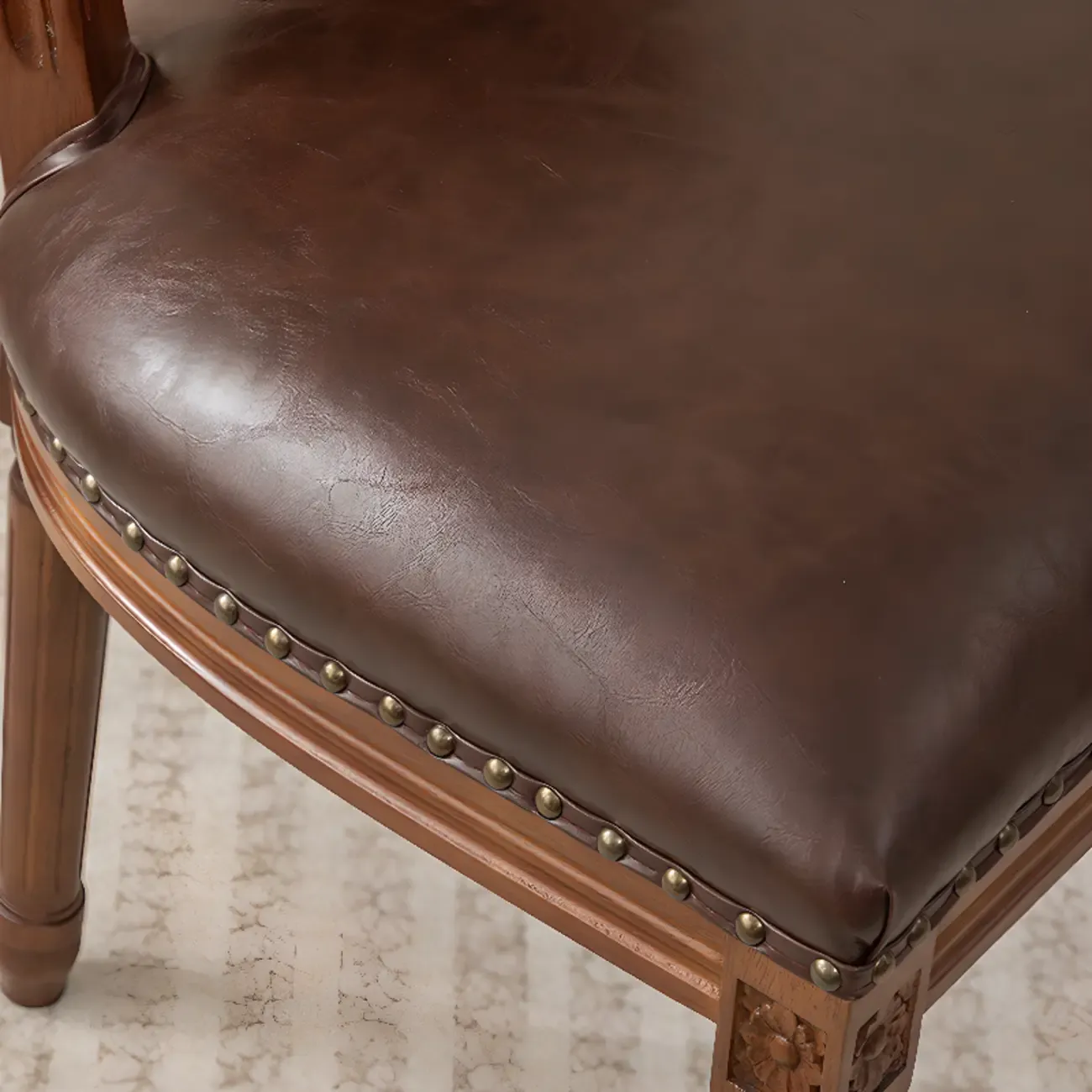 Mid Century Modern Solid Back Armless Wooden Dining Chairs Image - 6