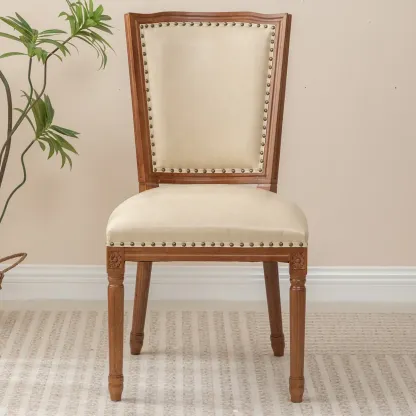 Mid Century Modern Solid Back Armless Wooden Dining Chairs Image - 7