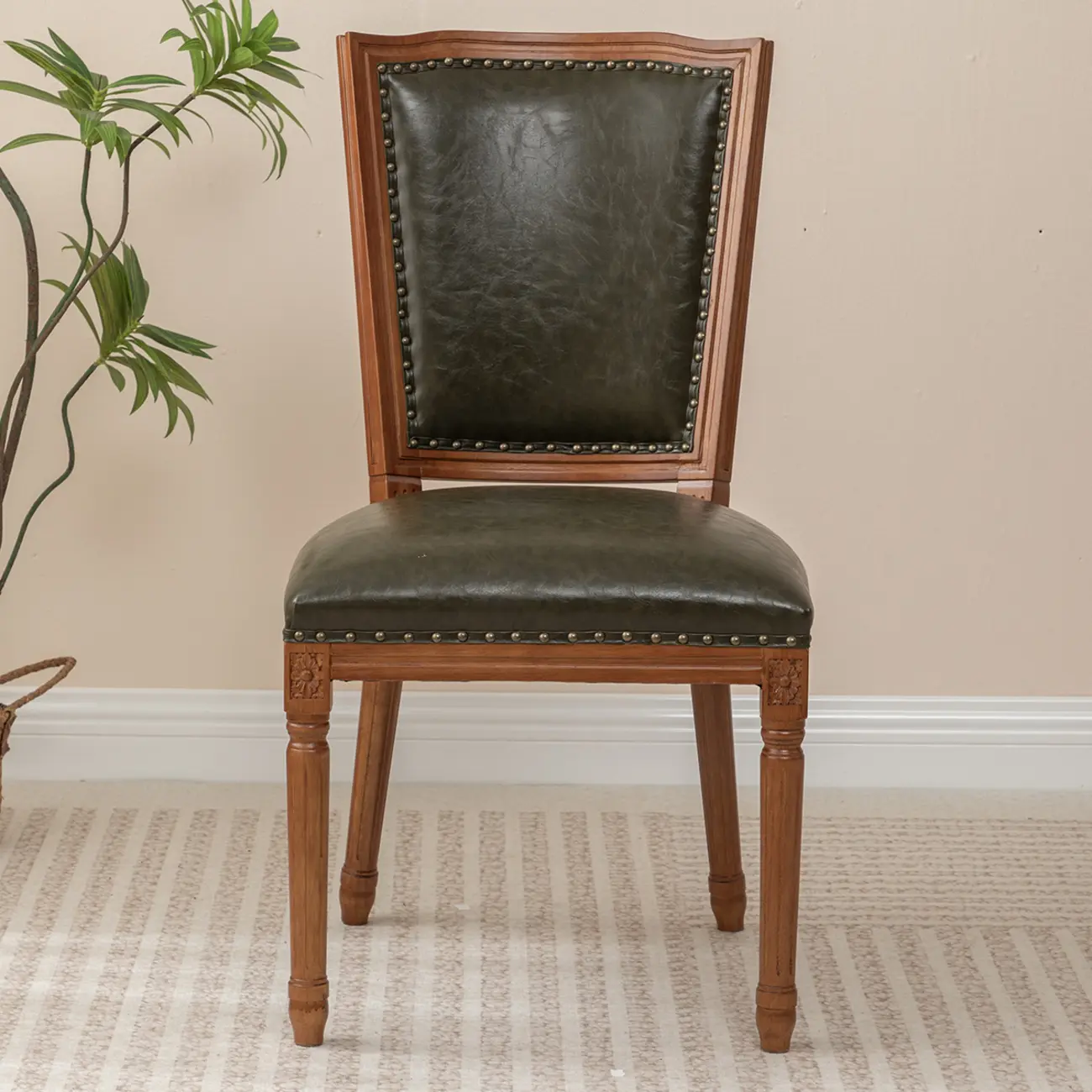 Mid Century Modern Solid Back Armless Wooden Dining Chairs Image - 8 | homeyfad