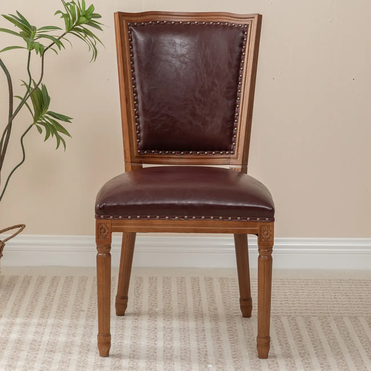 Mid Century Modern Solid Back Armless Wooden Dining Chairs Image - 9 | homeyfad