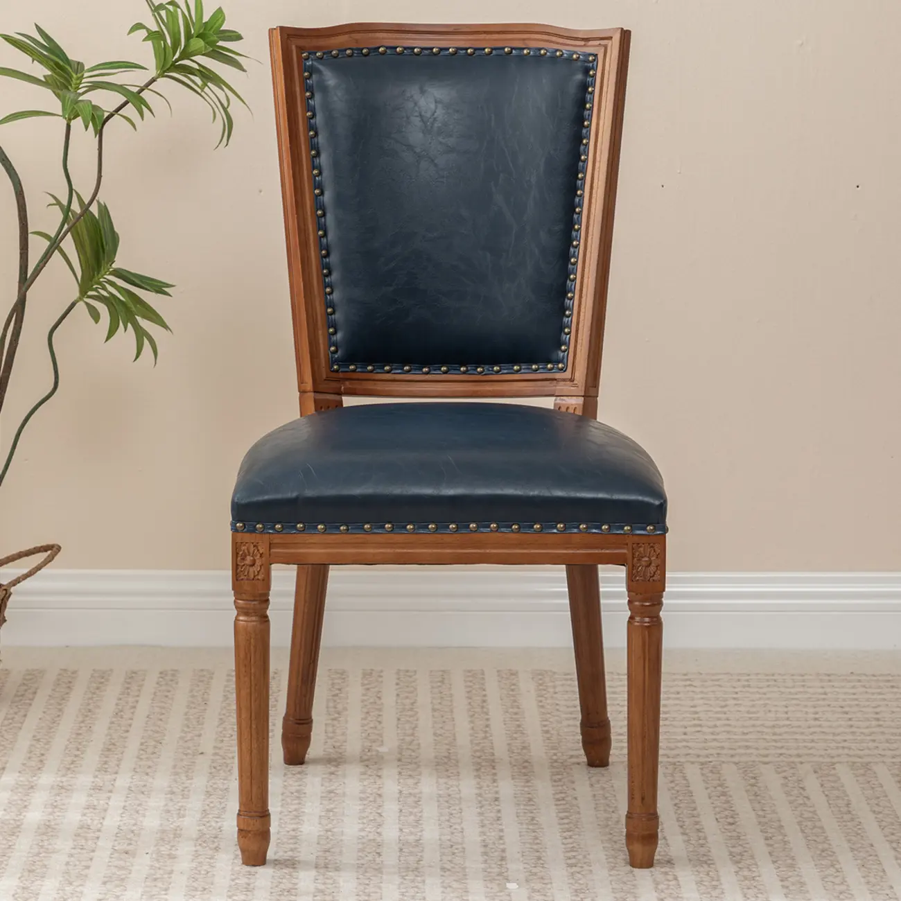 Mid Century Modern Solid Back Armless Wooden Dining Chairs Image - 10 | homeyfad