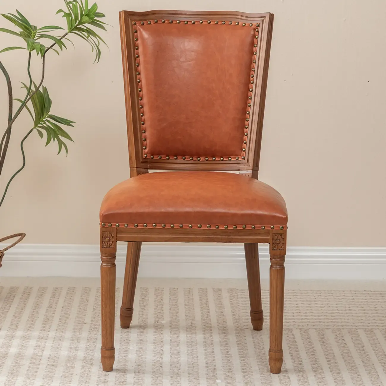 Mid Century Modern Solid Back Armless Wooden Dining Chairs Image - 11