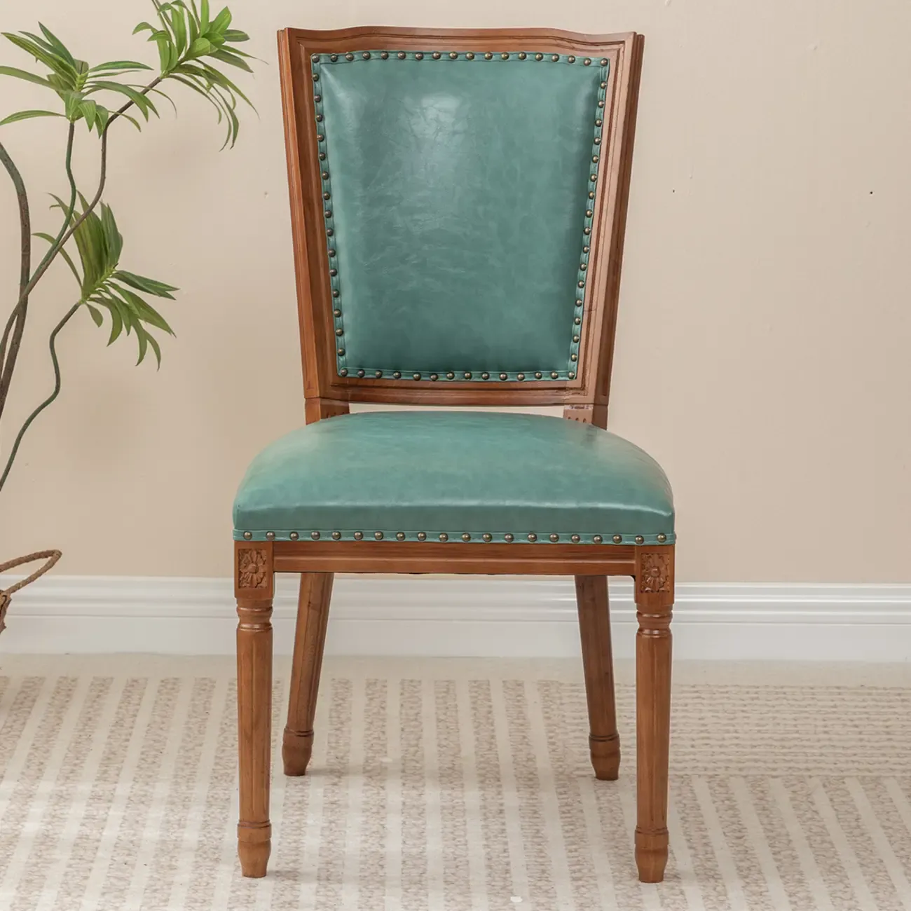 Mid Century Modern Solid Back Armless Wooden Dining Chairs Image - 13