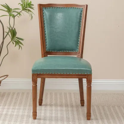 Mid Century Modern Solid Back Armless Wooden Dining Chairs Image - 13