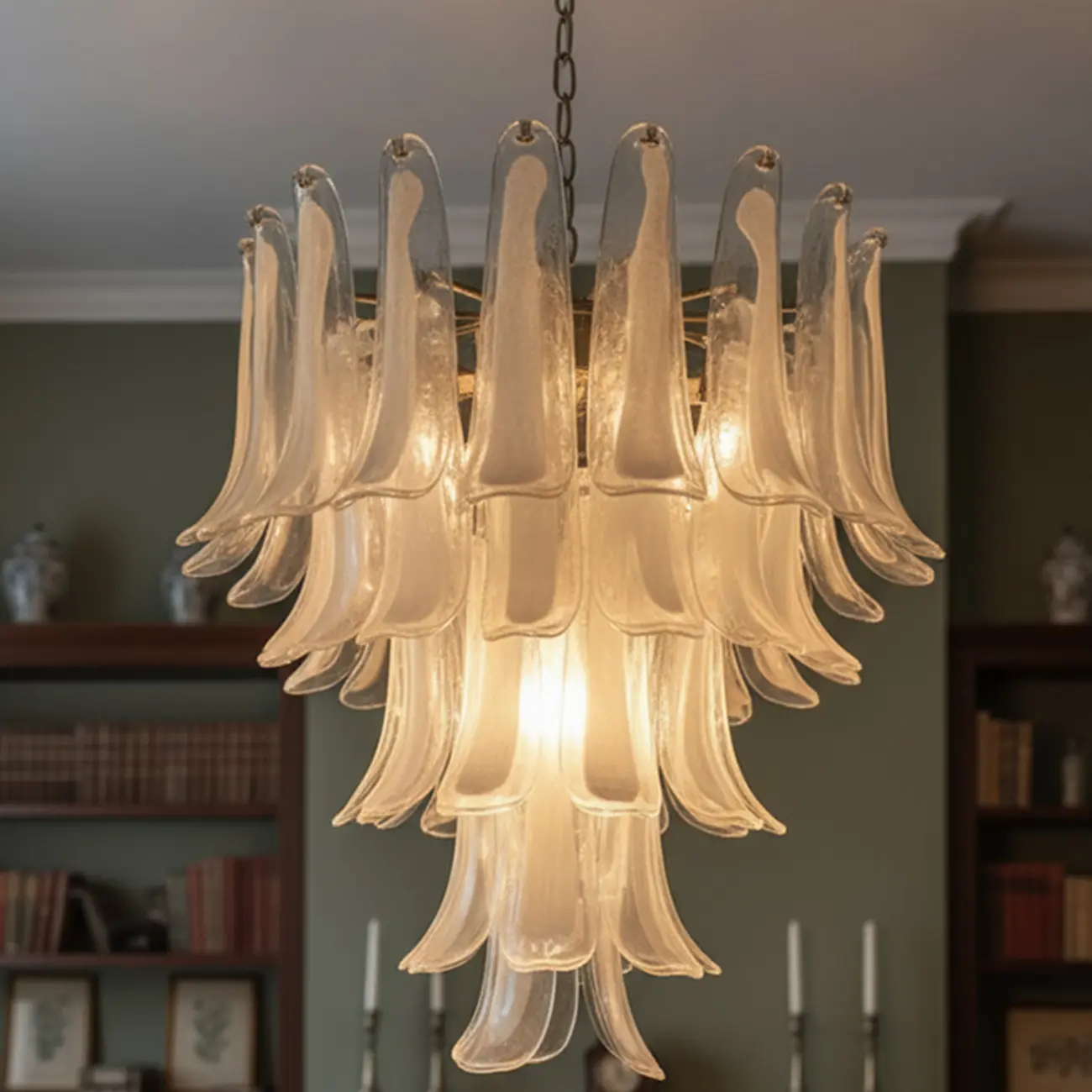 Gold Glass Floral Crystal Chandelier Light Elegant Design Image - 1 | homeyfad