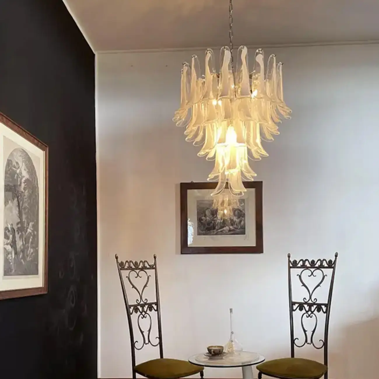 Gold Glass Floral Crystal Chandelier Light Elegant Design Image - 4 | homeyfad