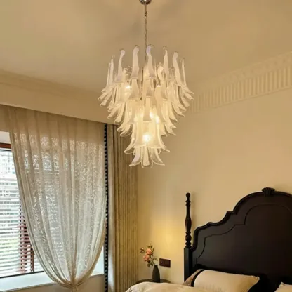 Gold Glass Floral Crystal Chandelier Light Elegant Design Image - 5