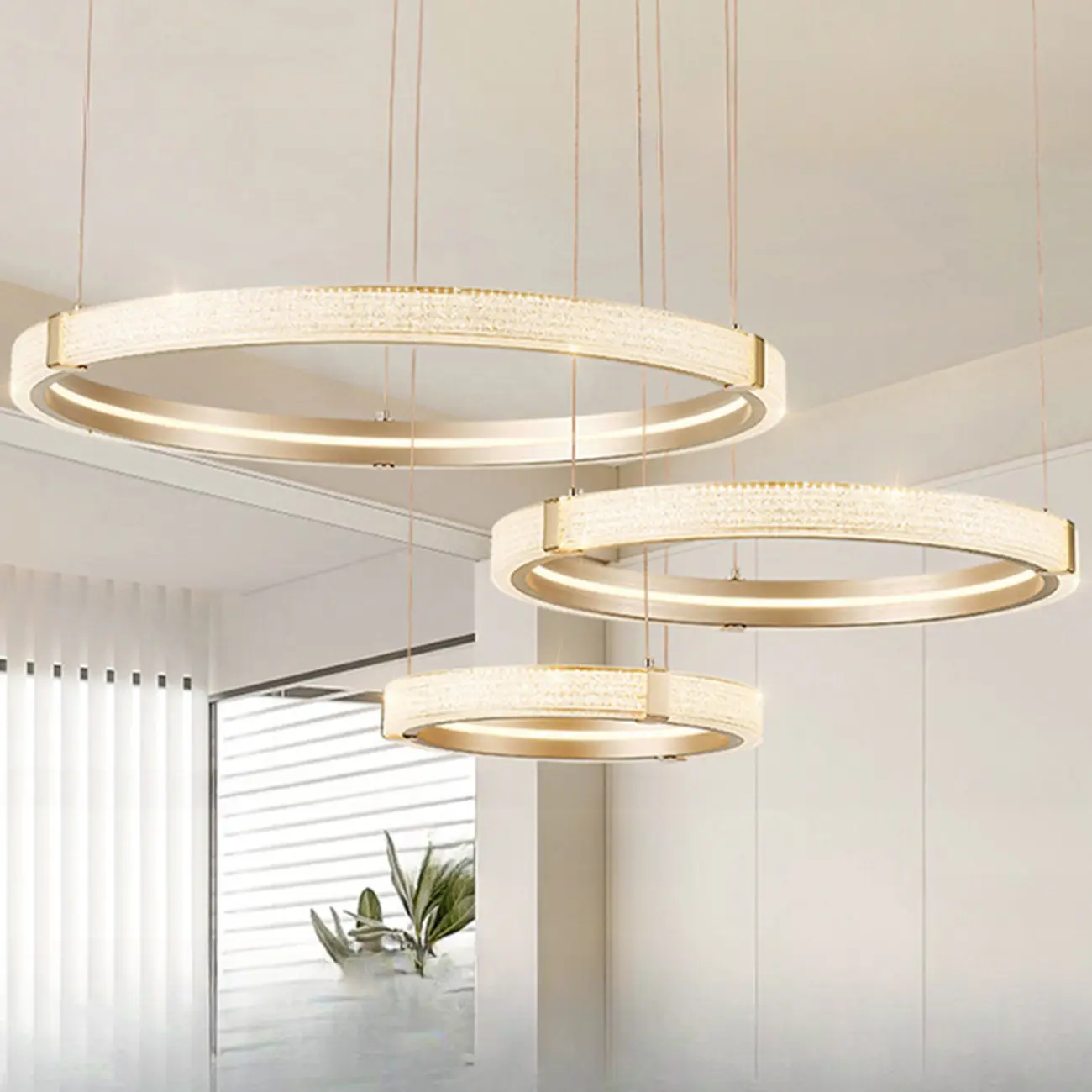 Gold Circular Crystal Ring Modern Chandelier Light Image - 2 | homeyfad