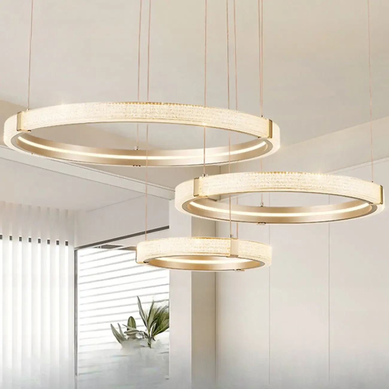 Gold Circular Crystal Ring Modern Chandelier Light Image - 2