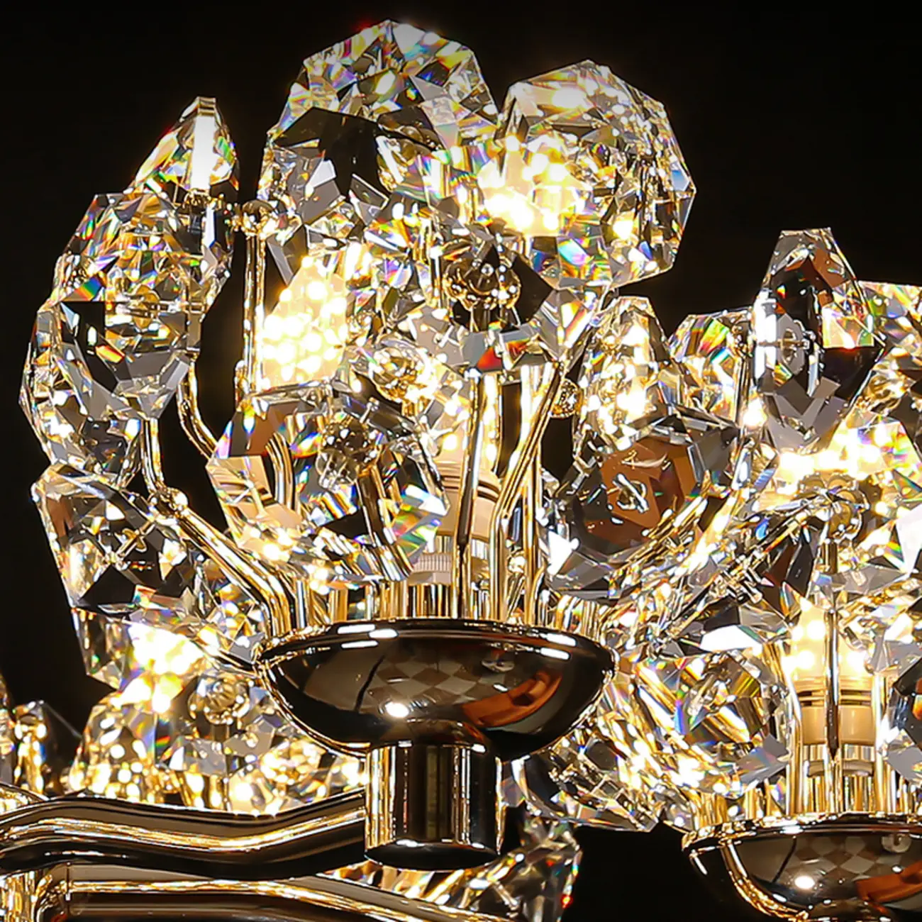 Gold Crystal Floral Glass Chandelier Modern Design Light Image - 4 | homeyfad