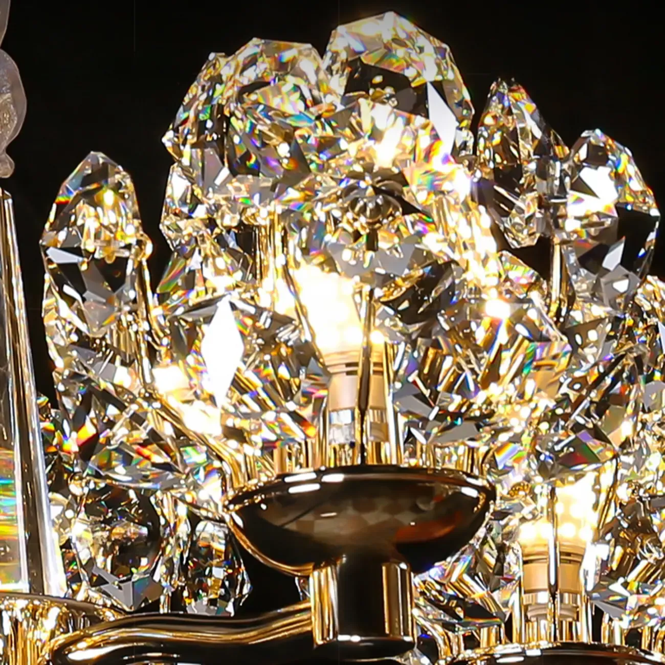 Gold Crystal Floral Glass Chandelier Modern Design Light Image - 5