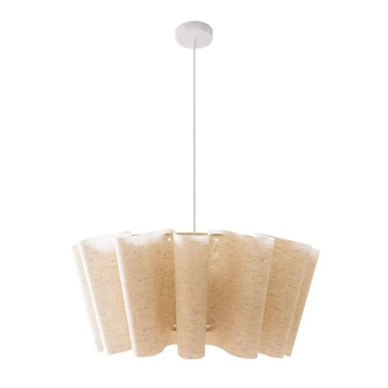 White Linen Wave Design Modern Fabric Chandelier Light Image - 2