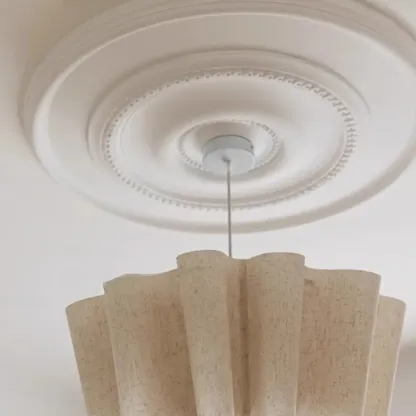 White Linen Wave Design Modern Fabric Chandelier Light Image - 6