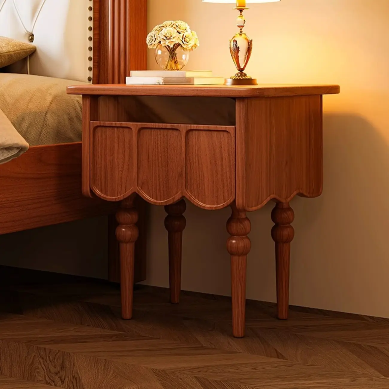 Narrow Modern Wood Nightstand with Drawer Image - 1 | homeyfad