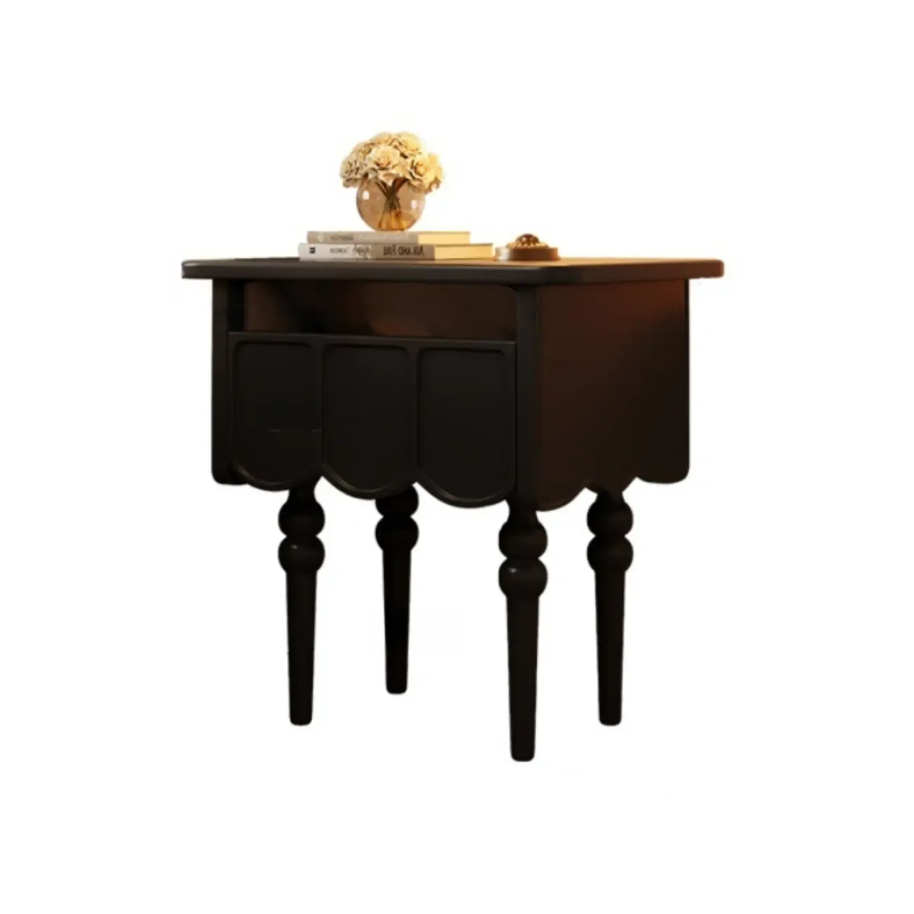 Narrow Modern Wood Nightstand with Drawer Image - 2