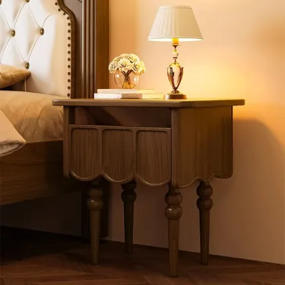 Narrow Modern Wood Nightstand with Drawer Image - 6