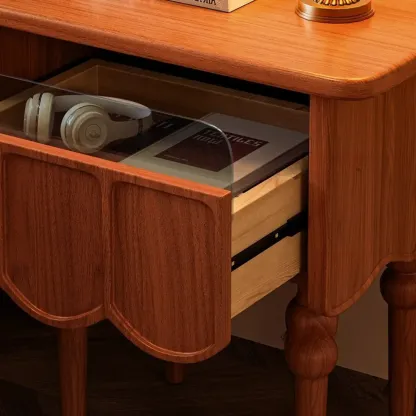 Narrow Modern Wood Nightstand with Drawer Image - 7