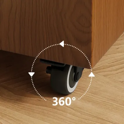 Mid-Century Modern Rolling Glasstop Square Wood Side Table Image - 6