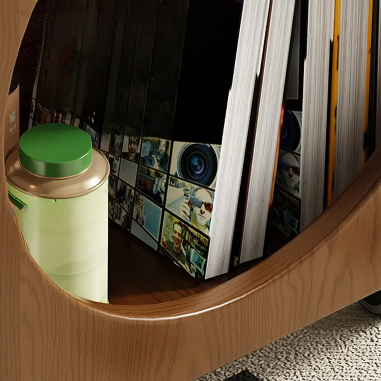 Mid-Century Modern Rolling Glasstop Square Wood Side Table Image - 7