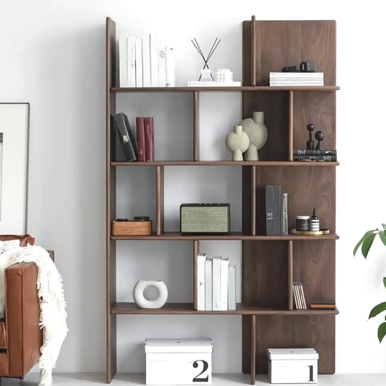 75" Tall Vertical Minimalist Wood Bookshelf With Open Back Image - 1