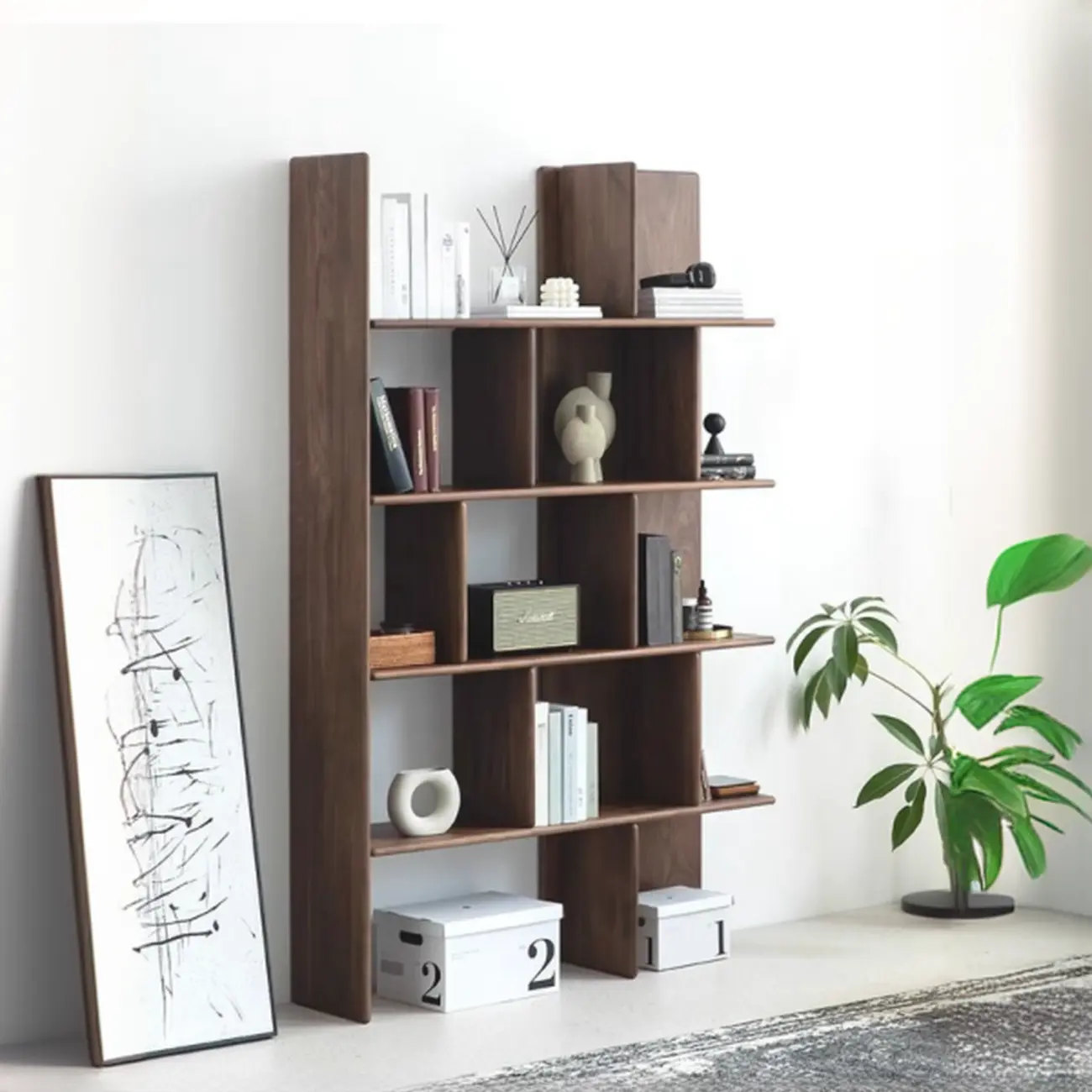 75" Tall Vertical Minimalist Wood Bookshelf With Open Back Image - 3 | homeyfad
