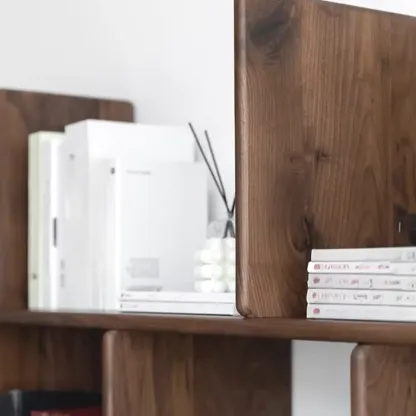 75" Tall Vertical Minimalist Wood Bookshelf With Open Back Image - 6