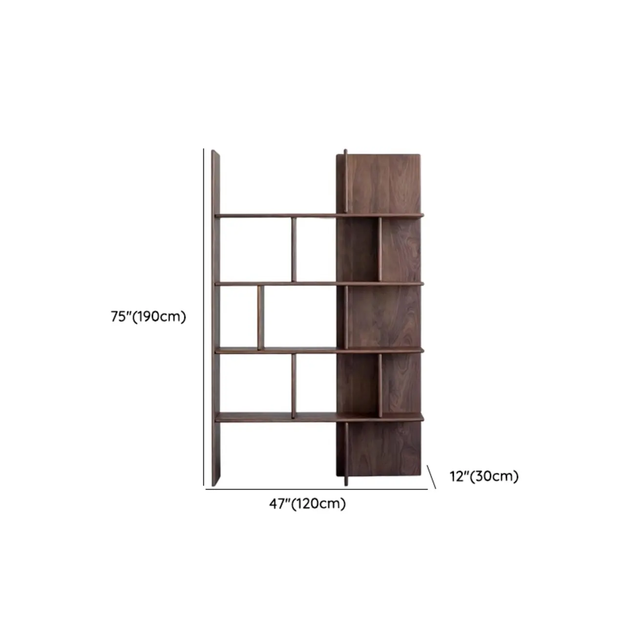75" Tall Vertical Minimalist Wood Bookshelf With Open Back #size | homeyfad