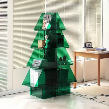 Artistic Acrylic Bookcase Vertical Stylish Display Shelf Image - 2