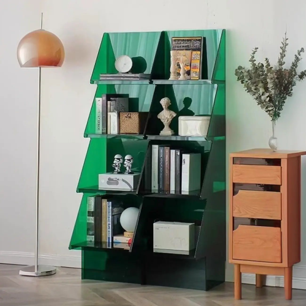 Artistic Acrylic Bookcase Vertical Stylish Display Shelf Image - 1 | homeyfad