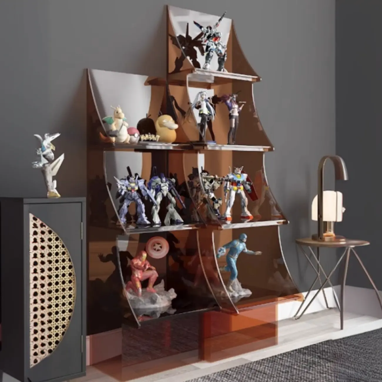 Artistic Acrylic Bookcase Vertical Stylish Display Shelf Image - 6 | homeyfad