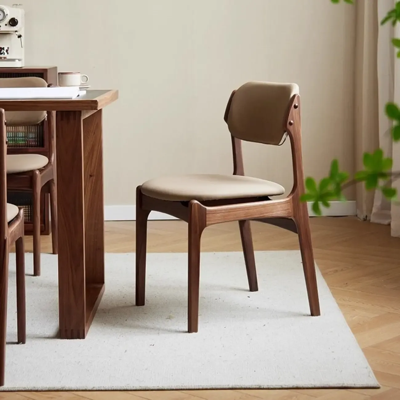 Modern Armless Faux Leather Dining Side Chair Image - 1