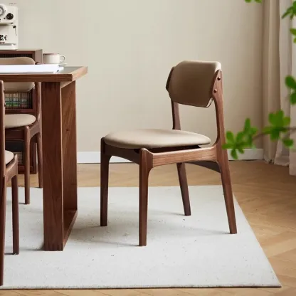 Modern Armless Faux Leather Dining Side Chair Image - 1